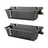 Suncast 2-Pack Accessory Baskets, Resin Organizers for Shed, Black, 25" x 7.25" x 7" - Outdoor Storage Organization, 30 lb Weight Capacity Per Shelf Basket, EZ Bolt Wall-Mount Assembly