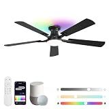 ZMISHIBO 52 Inch Smart Ceiling Fan with RGB Light, Alexa/App/Remote Control