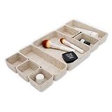 Welaxy 8-piece Nordic Beige desk drawer organizer tray office suppliers pens decluttering aesthetic wabi-sabi Scandinavian-chic storage bin hygge sleek minimalist gift solutions (Oatmeal)