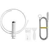 MUAECH 7-Piece Refrigerator Drain Hole Cleaner Kit, 60in Flexible Fridge Drain Cleaning Brush & Hose Set with Syringe, Plungers and Shovel for Unclogging Fridge Water Line & Dispenser