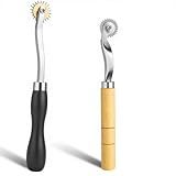 Tracing Wheel 2PCS Professional Stitch Marking Spacer 4mm and 2mm Leather Needle Point Tracing Wheels with Wooden Handle for Arts and Leather Crafts