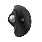 Logitech Ergo M575S Wireless Trackball Mouse, Wireless Ergonomic Mouse with Bluetooth and Encrypted Dongle, Comfortable Thumb Control, Precise and Smooth Tracking, for PC/Mac - Black Silver Ball