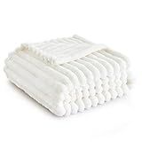 Bedsure GentleSoft White Throw Blanket for Couch - Cozy Blanket for Women, Cute Fleece Throws for Girls Sofa Couch Cover, Birthday Gifts for Women, Room Fall Halloween Decor, Off White, 50x60 Inches