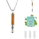 Anxiety Breathing Necklace with Resistance, Quit Smoking Necklace with Mint Filter, Tiger Eye Stone Quit Vaping Tool with Air Filter, Anxiety Relief Breathing Tool