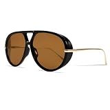 GUVIVI Retro Gold Aviator Sunglasses for Women Men, 2026 Metal Oversized 70s Aviators Black Sun Glasses