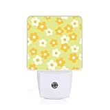 COSHARKLY Vintage Groovy Flowers Night Light,Plug-in Night Lights with Dusk-to-Dawn Sensor for Bedroom,Bathroom and Living Room Sleep Friendly lamp 0.5w