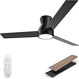 CSWF Ceiling Fans with Lights Remote Control - Flush Mount Dimmable 3000K-6500K LED 6 Speed with Quiet DC Motor for Bedroom, Living Room and Outdoor Patio