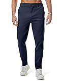 JMIERR Men's Stretch Chino Pants Business Casual Elastic Waist Travel Essentials Pant Slim Fit Tapered Cotton Twill Work Athletic Golf Dress Trousers, XL, Navy Blue