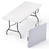 10 Pack of 6 Feet Foldable Table with Built in Handle & Steel Legs | Heavy Duty Portable | Perfect for Party, Dining, Wedding, Events, Picnic Indoor, Outdoor, Camping, Utility, Temporary