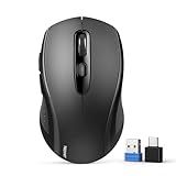 TECKNET Bluetooth Mouse, 4000DPI Wireless Mice for Laptop 2-in-1(BT 5.0/3.0+2.4Ghz) Computer Mouse with USB Receiver for Mac (USB-A/C+Bluetooth, Black)