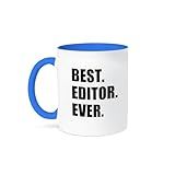 3dRose Best Editor Ever - Fun Job Pride Gift For Worlds Greatest Editing Work Two Tone Mug, 11oz, Blue,mug_179777_6