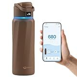 BOOST Smart Water Bottle with Reminder & Tracker, Double Wall Vacuum Insulated Bottles Stainless Steel, 32oz BPA-Free Wide Mouth for Gym, Office, School - Ideal Gift,Mocha