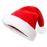 Veluft Christmas Santa Hat Adults, Soft Velvet Comfortable and Thickened Holiday Hat for Xmas and New Year Holiday Party Supplies