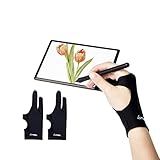 Digital Drawing Glove 2 Pack,Artist Glove for Drawing Tablet,ipad,Sketching,Art Glove with Two Finger for Right Hand and Left Hand (Smudge Guard, Medium,3.15x8.58inch