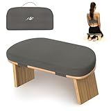 Meditation Chair w/ Extra Thick Cushion - Portable Bamboo Meditation Bench w/ Magnetic Locking Hinge - Anterior Tilt Seiza Bench Ideal for Comfortable & Stable Meditation - Sleek Canvas Kneeling Chair