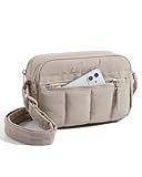 BAGSMART Cross Body Purse, Mini Crossbody Bags for Women Travel Purse, Puffy Shoulder Handbag Wallet with RFID Blocking Slots, Brown-small