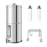 SINCHO 2.25G Gravity Water Filter with Level Window – 3-Stage Stainless Steel System, 2 Washable Ceramic Filters, No Electricity Needed
