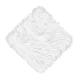 NINGDAN 12inch Square Small Faux Fur Sheepskin Cushion Soft Plush Area Rug,Photo Background for Small Product Desktop Photography,Display and Decor,Jewelry,Nail Art,Locker Accessories (White)