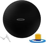 Fitvids Unisex Adult 26-inch, Exercise Ball, Black, 58-65cm L US