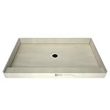 Tile Redi USA 3460C-PVC-MB Redi Base Shower Pan, 60" W x 34" D, Center Round Matte Black Drain Plate