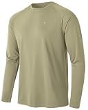 TBMPOY Mens Sun Protection Hiking Shirts Long Sleeve Water UPF 50+ SPF UV Shirts Lightweight Fishing Hiking Swimming Khaki M