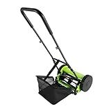 12inch Manual Push Reel Lawn Mower Push Lawn Sweeper with 6 Gal Collection Bag, 5 Blades, Adjustable Push Lawn Sweeper Durable for Leaves, Grass On Lawns, Sidewalks, Driveways