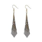 Women Handmade Boho Natural Vintage Labradorite Stone Dangle Earrings