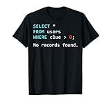 Funny SQL Query Database Programmer SQL Geek T-Shirt