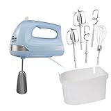 Hamilton Beach 6-Speed Electric Hand Mixer with Whisk, Dough Hooks and Easy Clean Beaters, Powerful 275 Watt Motor, Snap-On Storage Case, Blue