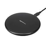 Amazon Basics Wireless Charger, 15W Qi Certified Wireless Charging Pad with USB Cable, Compatible with iPhone 15/14/13/12/11/X, Samsung & LG, Case Compatible, Black