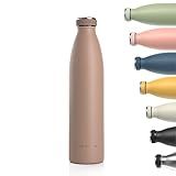 LARS NYSØM Stainless Steel Insulated Water Bottle 12oz 17oz 25oz 34oz 51oz | Insulated Thermo Flask for Hot and Cold Beverages | Leakproof Drinking Bottle (Mocha Brown, 1000ml)