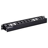 RackPath 1U 19 Inch Plastic Server Rack Mount Cable Management Duct Raceway with Panel Cover