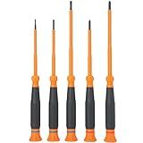 Klein Tools 85615INS Mini Precision Screwdriver Set, 1000V Rated Insulated Screwdrivers with (2) Phillips and (3) Slotted Tips, 5-Piece