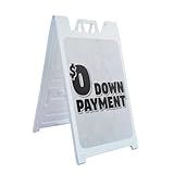 $0 Down Payment 24" x 36" Double Sided A-Frame Sidewalk Sign, Includes 2 Plastic Inserts | Foldable Portable White Signicade Sandwich Board Signs