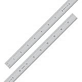 PEC Tools Metal Ruler, Machinist Rule with Satin Chrome Finish, Decimal/Metric Graduation (1/10", 1/100", 1mm, 0.5mm), 18"/450mm Flexible Steel Ruler, Trusted by Professionals, Made in USA