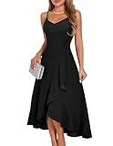 DRESSTELLS Woman's Cocktail Dress, Black Formal Wedding Guest Evening Prom Party Aline Church Funeral 1950s Midi Dresses for Teens Black M