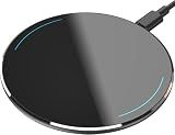 TOZO W1 New Anti-Slip Aircraft-Grade Aluminum Wireless Charger 15W Max Fast Wireless Charging Pad Compatible with iPhone 17/17 Pro/17 Pro Max/Air/16/15/SE Series, Samsung Galaxy S25/S24, Ink Black