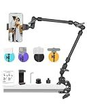 JEBUTU 22" Magic Arm w Clamp, Overhead Phone Mount, Desk Camera Mount w Articulating Friction Boom Arm Thread Adapter, for Phone Video Light Webcam Microphone Action Camera Content Creators