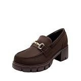 DREAM PAIRS Loafers for Women Platform Chunky Loafers,Dark Brown,8