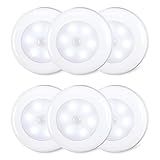 STAR-SPANGLED 6 Pack 2.8” Motion Sensor Lights Indoor AAA Battery Operated, Stick on LED Puck Light for Stairs, Under Cabinet, Closet, Cool White