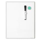 U Brands Contempo Magnetic Small Whiteboard, 11" x 14”, White Modern Frame, Mini White Board for Students, Fridge and Locker Dry Erase Board, Includes Marker & Magnet