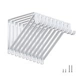 HOME MASTER HARDWARE Heavy Duty Closet Shelf Rod Brackets Supports 250lbs, Wall Mounted Closet Shelves Bracket with Rod Shelving Support, White with Screws 10-Pack