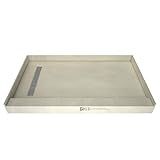 Tile Redi RT3060L-PVC-SQPC Shower Pan with Left Drain- Single Curb Shower Base, 2" PVC Drain, and Grate Included, 60" Width x 30" Depth