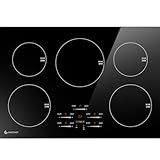 AMZCHEF 30 Inch 10600W Induction Cooktop With 5 BOOST Burners, 9 Levels Electric, Built-in Control by Slide Touchscreen, Child Safety Lock, Independent Timer, No Plug, 240V