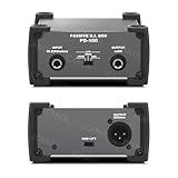 JCANOL PD100 Stereo Passive DI Box Unit Hum Eliminator with GND switch, Input Attenuator to Connect Guitar & Bass, 1/4" instrument Direct Box to Balanced & Unbalanced XLR