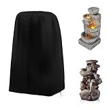 Garden Fountain Cover Waterproof Outdoor Fountain Cover with String Hem Heavy Duty 420D Fountain Statue Protective Cover (23 x 18 x 40 inch)