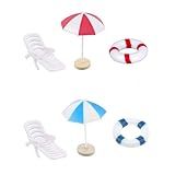 Mini Beach Ornaments Dollhouse Decor,Miniature Chair Umbrella Life Buoy Model for Home Craft Photography Props DIY Landscaping Swimming Pool