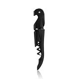 True Truetap Double Hinged Waiter's Corkscrew Wine Opener, Stainless Steel Wine Bottle Opener with Built In Foil Cutter, Home Bar Tools, Bar Cart Accessories, Wedding Gifts, Set of 1, Matte Black