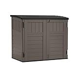 Suncast Outdoor Storage Shed for Backyard and Garden, Horizontal, 4' x 2.5', Stoney Grey - Portable Utility Deck and Cabinet for Tools, Equipment, and Garbage