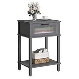 Nightstand Wooden Bedside Table with Drawer Grey Night Stands Modern Style Small End Table Side Table with Storage Shelf for Bedroom Living Room MLBZ10G